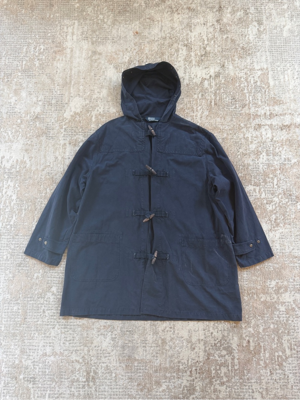 Vintage Polo by Ralph Lauren Men’s XL Dark Navy Blue Hooded Duffle Coat Jacket